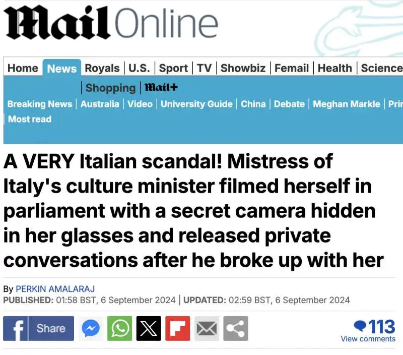 IL DAILY MAIL COMMENTA IL CASO SANGIULIANO - BOCCIA