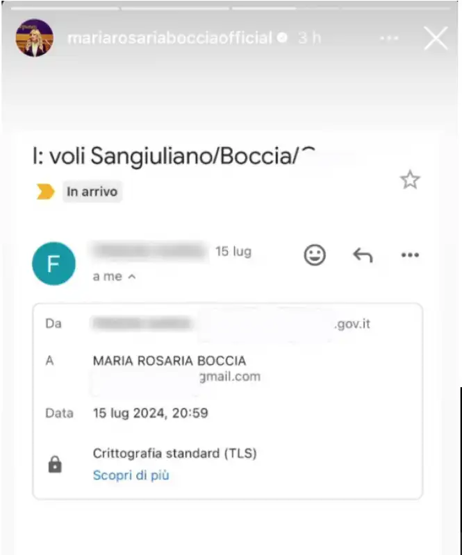 maria rosaria boccia pubblica biglietto volo con sangiuliano