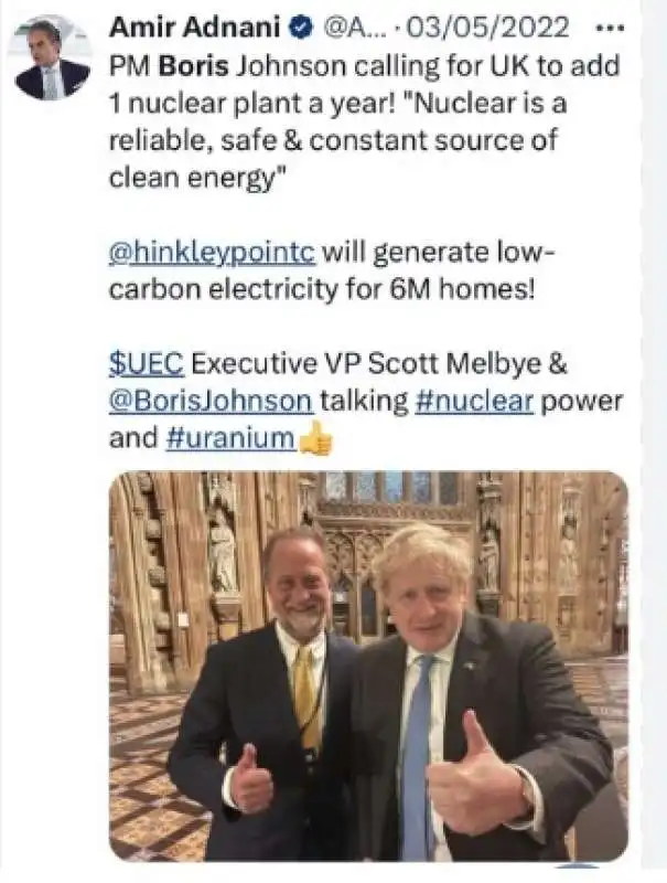 post di Amir Adnani su boris johnson