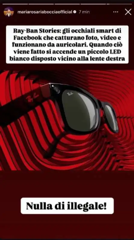 STORIA DI MARIA ROSARIA BOCCIA SUGLI OCCHIALI TELECAMERA RAYBAN USATI A MONTECITORIO