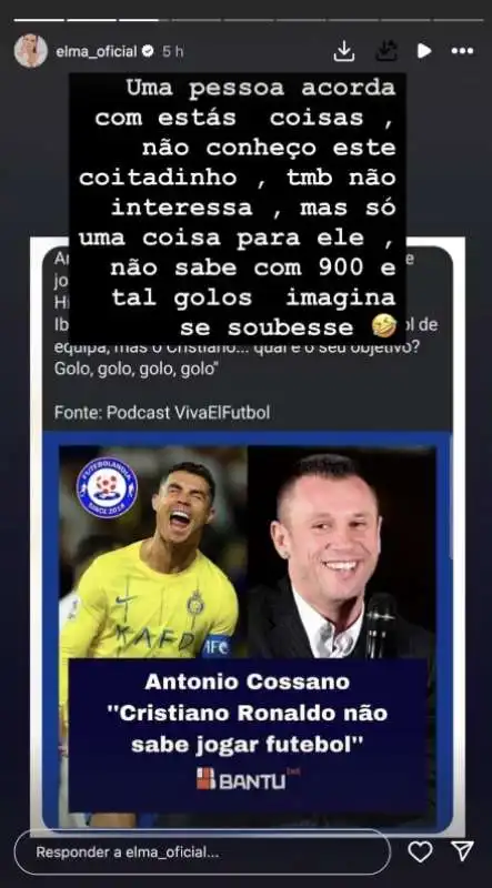 storia instagram di elma aveiro contro antonio cassano  1