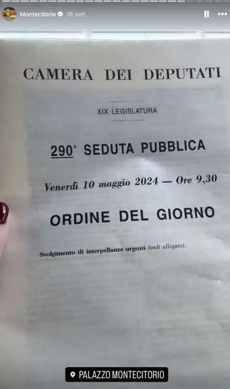 storia instagram di maria rosaria boccia a montecitorio   3