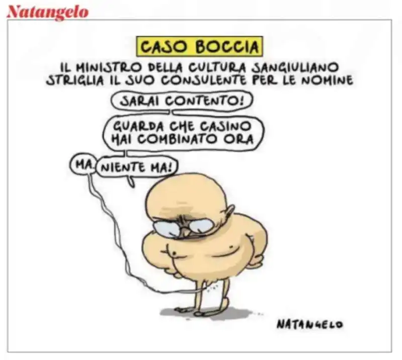 vignetta di natangelo sul caso sangiuliano - boccia

