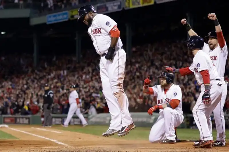 Un momento della gara vinta dai Boston Red Sox nelle World Series 