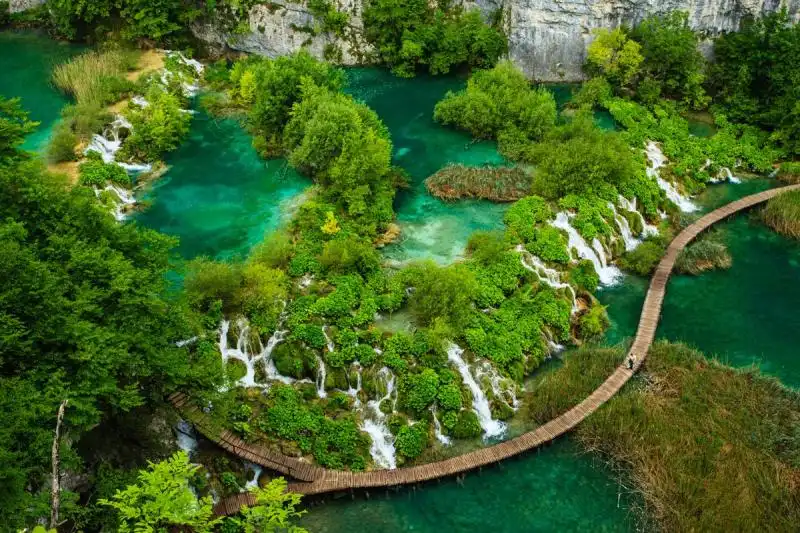 a view of waterfalls in croatias plitvice lakes national park 