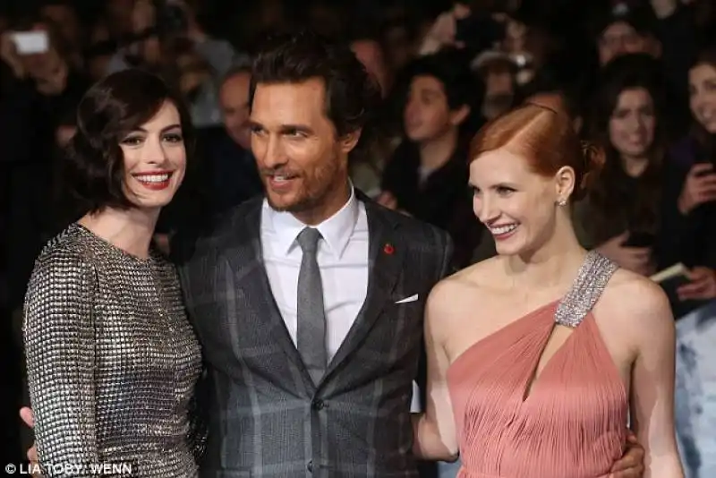 matthewâ€™s co stars anne hathaway and jessica chastain 