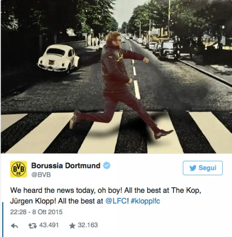 KLOPP TWEET BORUSSIA DORTMUND