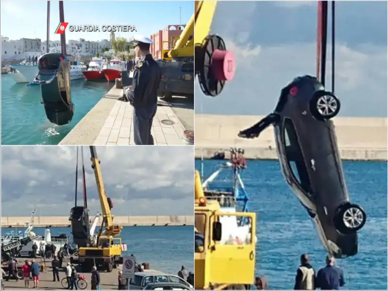 MONOPOLI COPPIETTA SI APPARTA SUL MOLO MA AUTO FINISCE IN MARE