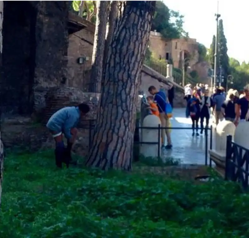 ROMA UOMO FA I BISOGNI A PIAZZA VENEZIA