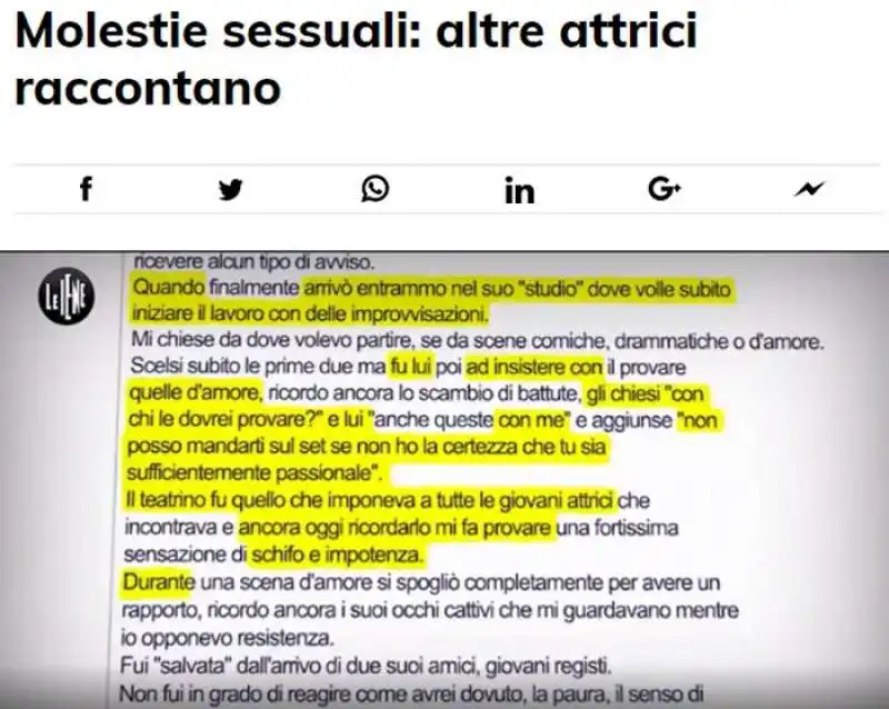  iene attrici molestie