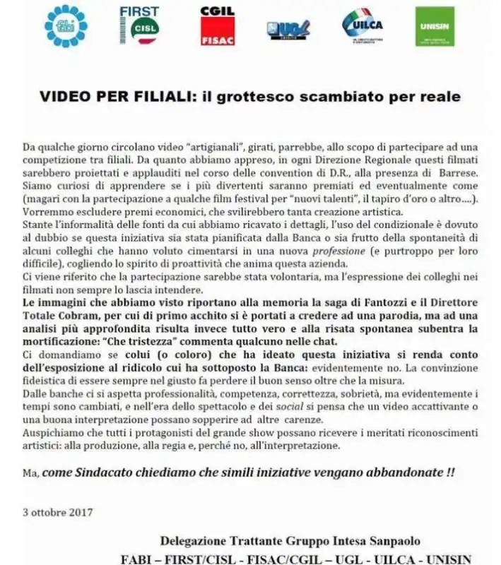 la reazione dei sindacati al video di castiglione delle stiviere