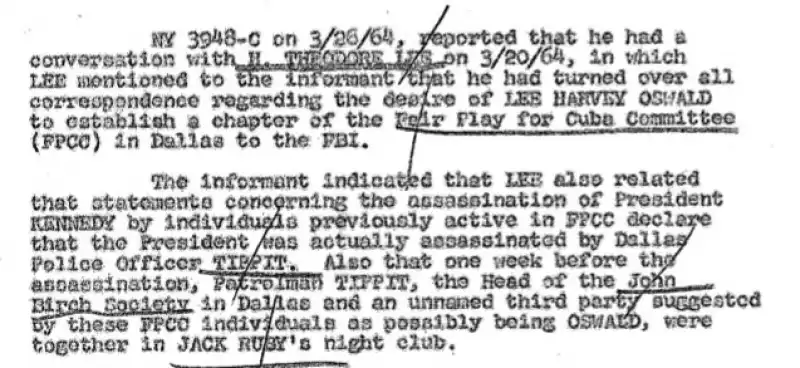 nota fbi sul vero assassino di jfk