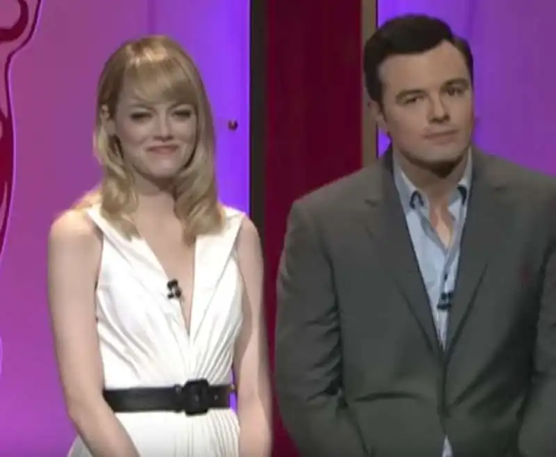 seth macfarlane emma stone oscar 2013 battuta su weinstein