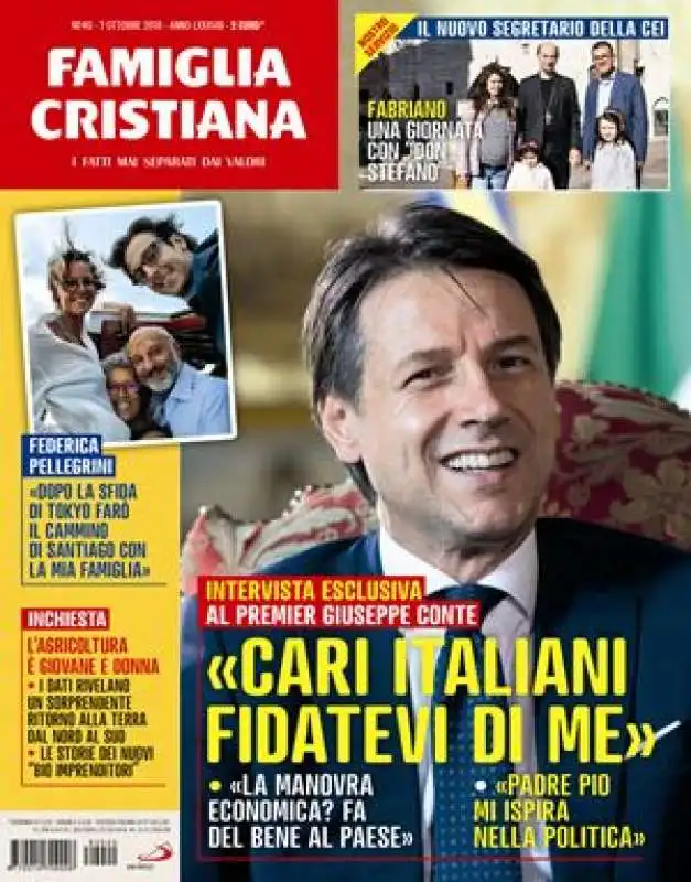 GIUSEPPE CONTE SULLA PRIMA PAGINA DI FAMIGLIA CRISTIANA