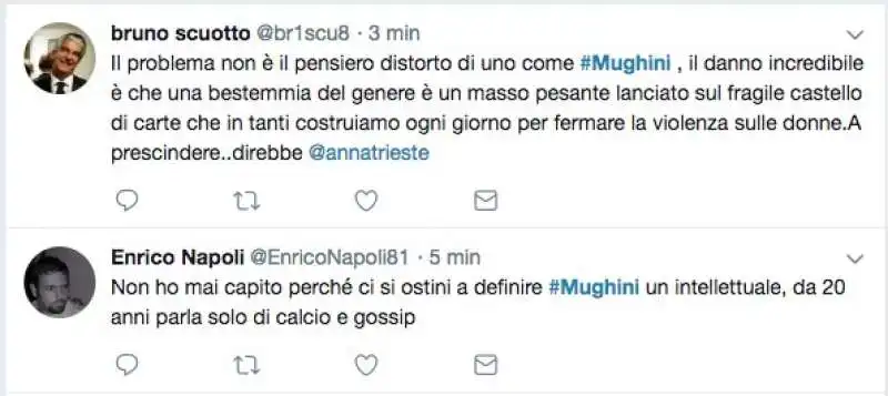 i tweet contro mughini per le parole su stupro e rapporto non consenziente  1