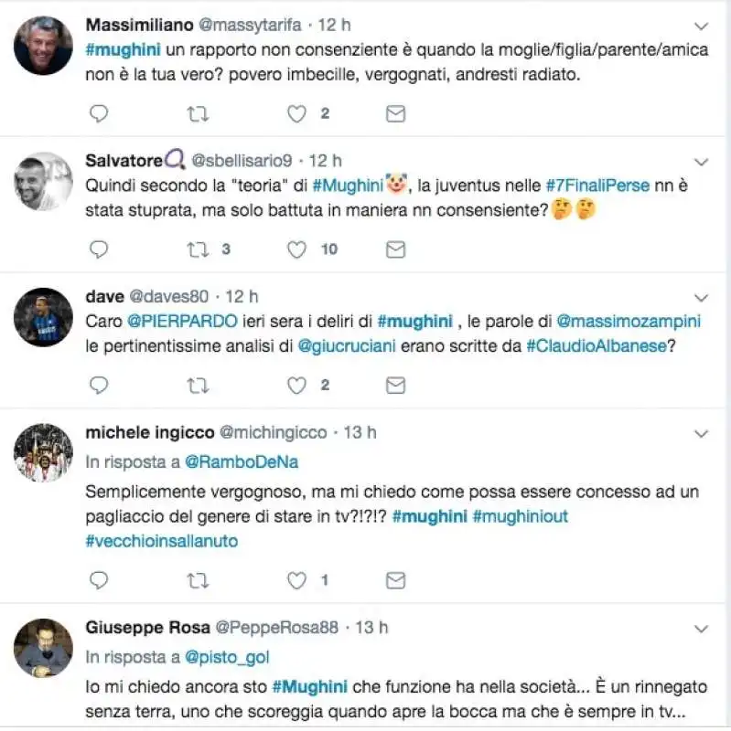 i tweet contro mughini per le parole su stupro e rapporto non consenziente  17