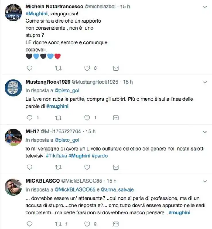 i tweet contro mughini per le parole su stupro e rapporto non consenziente  21