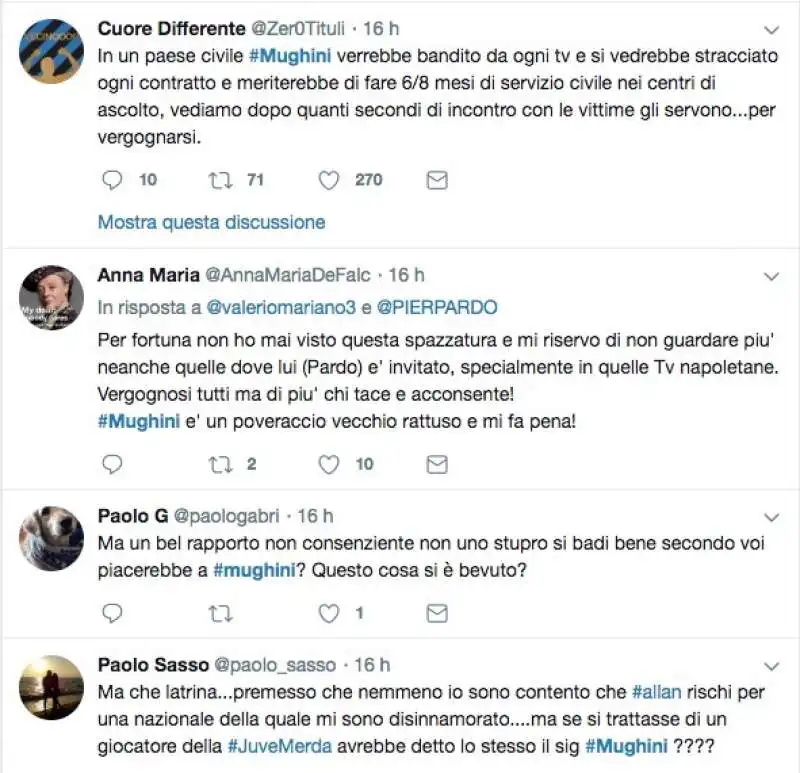 i tweet contro mughini per le parole su stupro e rapporto non consenziente  22