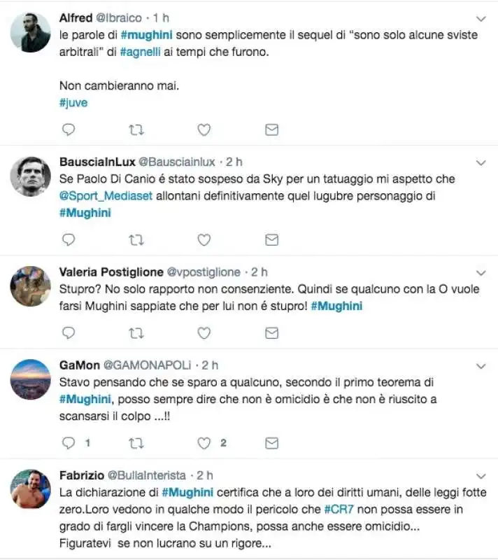 i tweet contro mughini per le parole su stupro e rapporto non consenziente  7