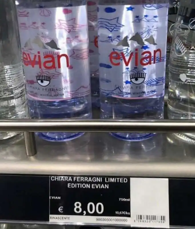 l'acqua evian chiara ferragni a 8 euro