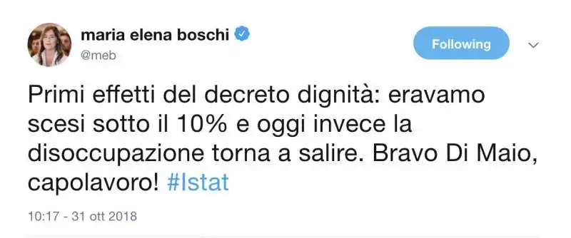 MARIA ELENA BOSCHI SFOTTE DI MAIO PER I DATI SULL'OCCUPAZIONE