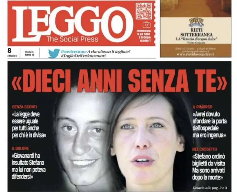 COPERTINA DI LEGGO CON ILARIA CUCCHI