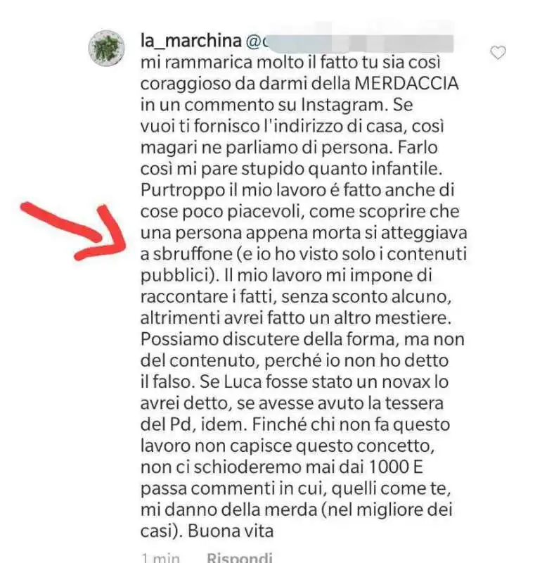 giulia marchina su luca sacchi