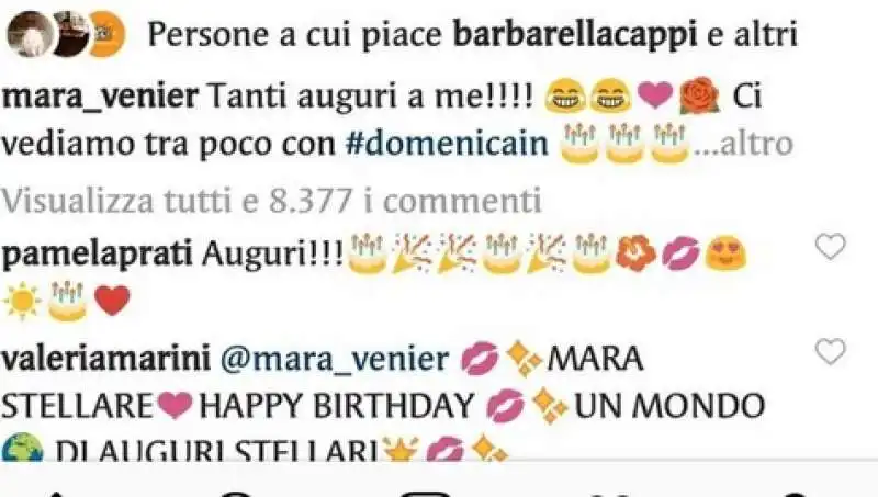 gli auguri di pamela prati a mara venier