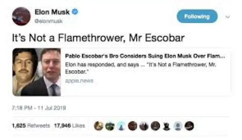 il tweet di elon musk