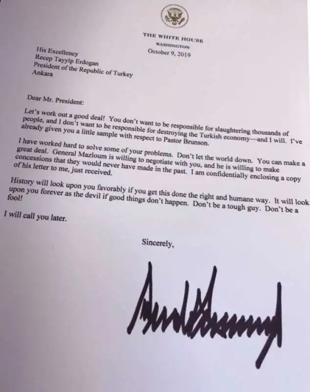 la lettera di trump a erdogan 2