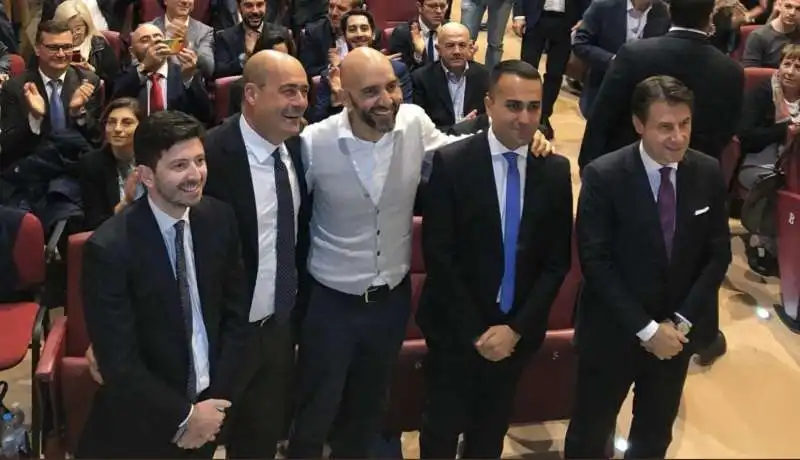 ROBERTO SPERANZA NICOLA ZINGARETTI VINCENZO BIANCONI LUIGI DI MAIO GIUSEPPE CONTE A NARNI