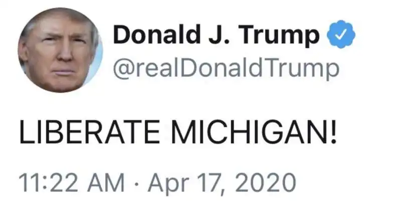 IL TWEET DI TRUMP LIBERATE MICHIGAN