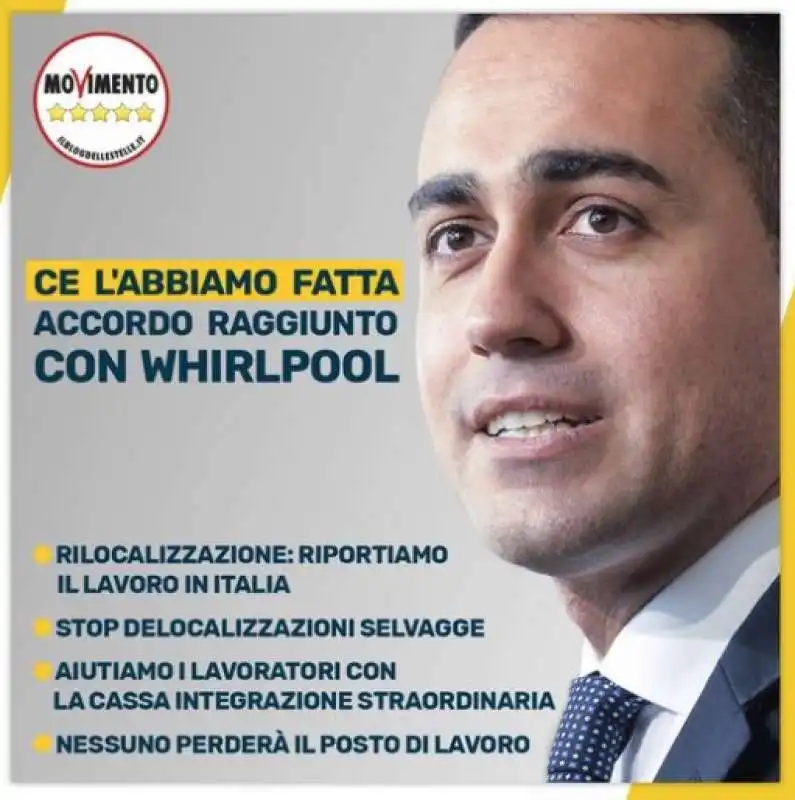 LUIGI DI MAIO ESULTA PER LA TRATTATIVA CON WHIRLPOOL - 30 OTTOBRE 2018