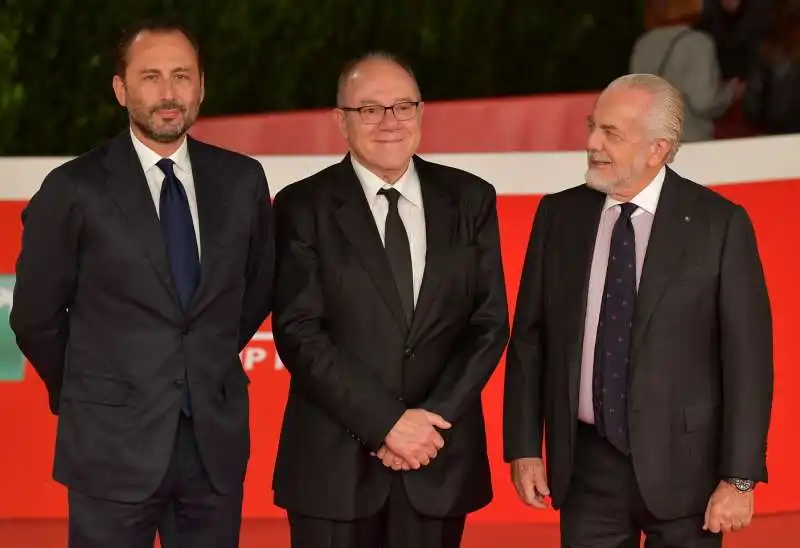 carlo verdone con luigi e aurelio de laurentiis  foto di bacco