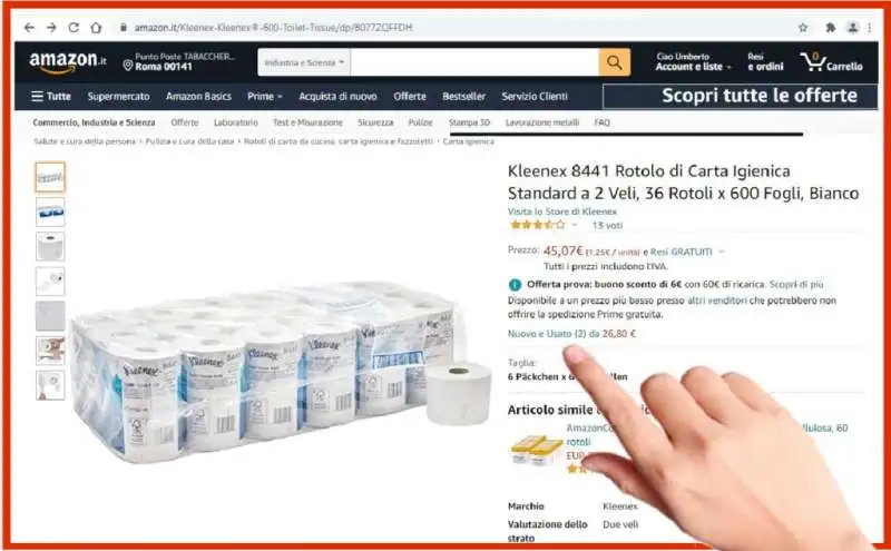 CARTA IGIENICA USATA IN VENDITA SU AMAZON