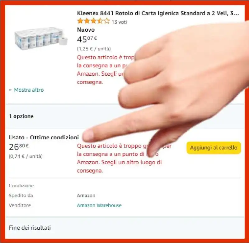 CARTA IGIENICA USATA IN VENDITA SU AMAZON