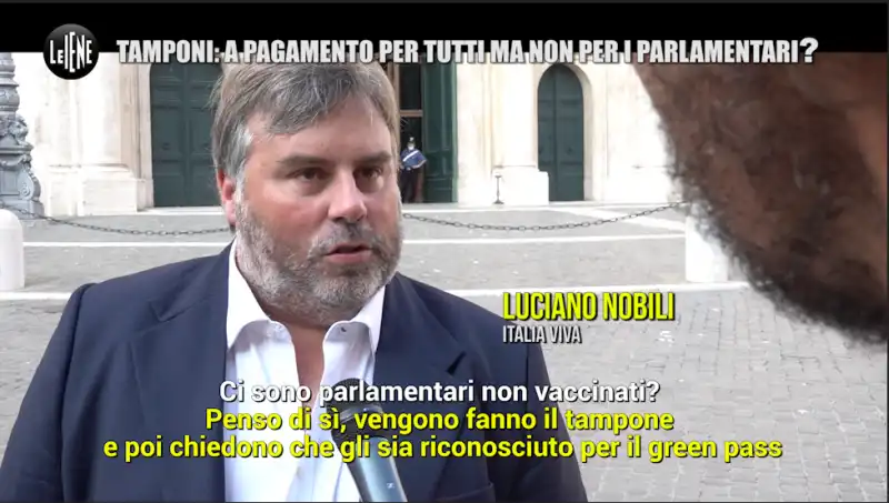 luciano nobili nel servizio delle iene sui tamponi gratis ai parlamentari 2