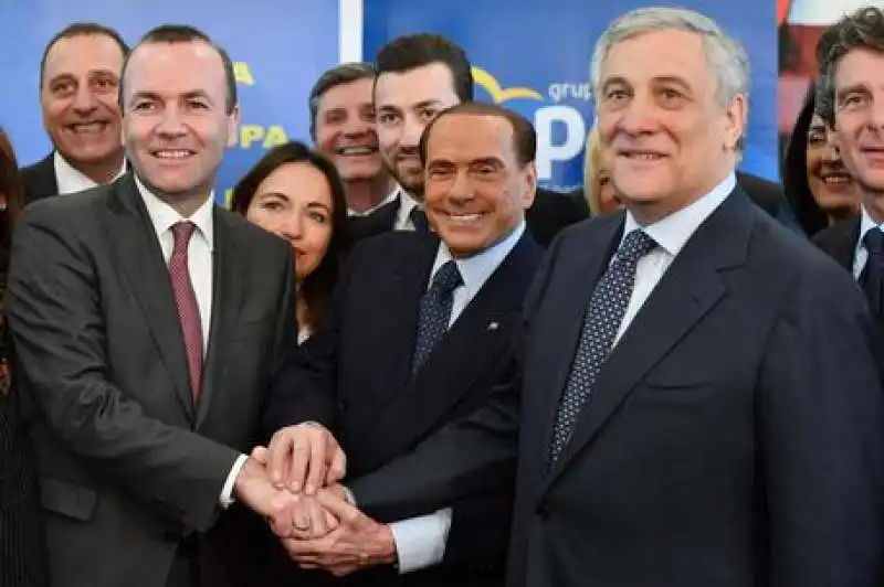 MANFRED WEBER SILVIO BERLUSCONI ANTONIO TAJANI 