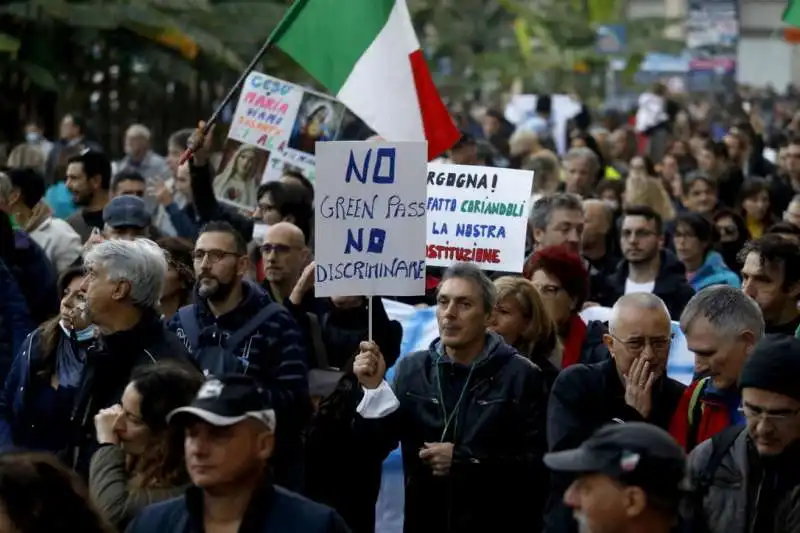 manifestazione no green pass a milano 8