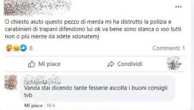 post facebook di vanda grignani 