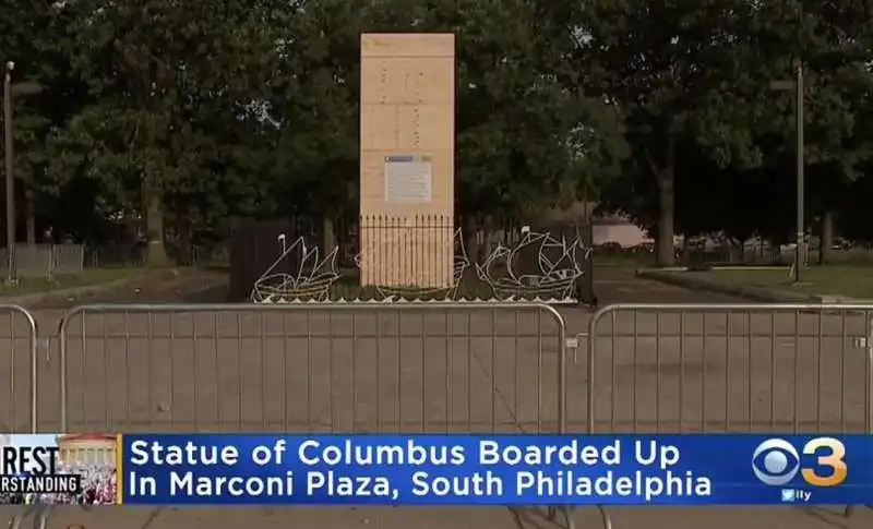 statua di cristoforo colombo rimossa a philadelphia