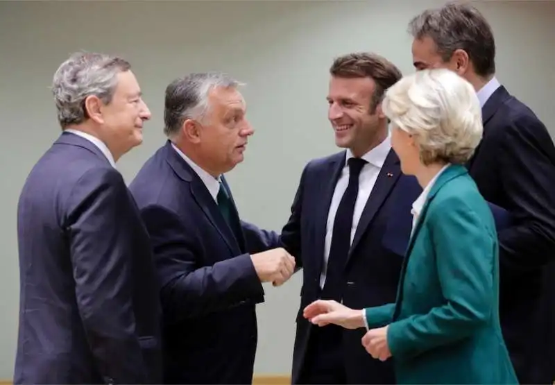 DRAGHI - ORBAN - MACRON - MITSOTAKIS - VON DER LEYEN 