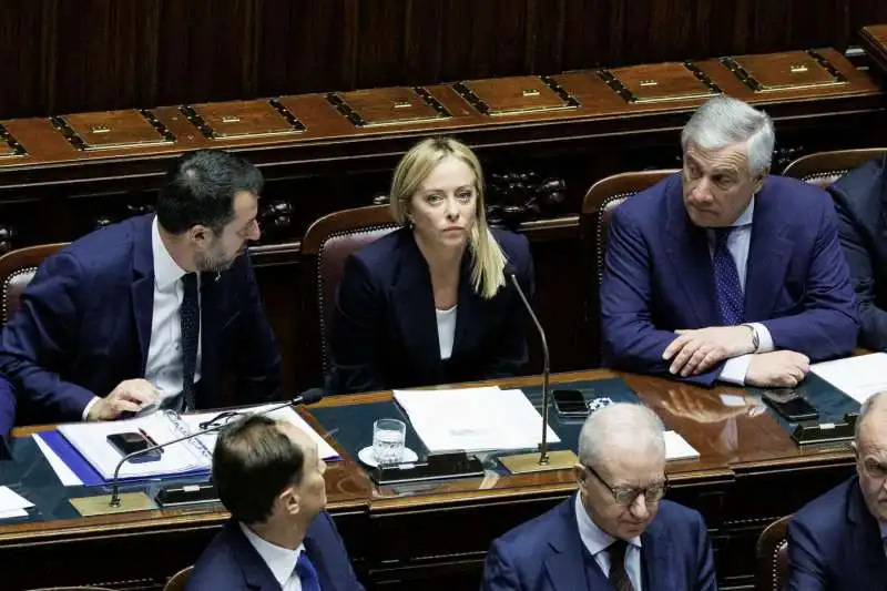 GIORGIA MELON MATTEO SALVINI E ANTONIO TAJANI ALLA CAMERA