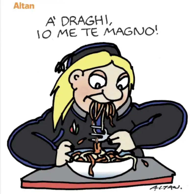 GIORGIA MELONI - MARIO DRAGHI - VIGNETTA BY ALTAN