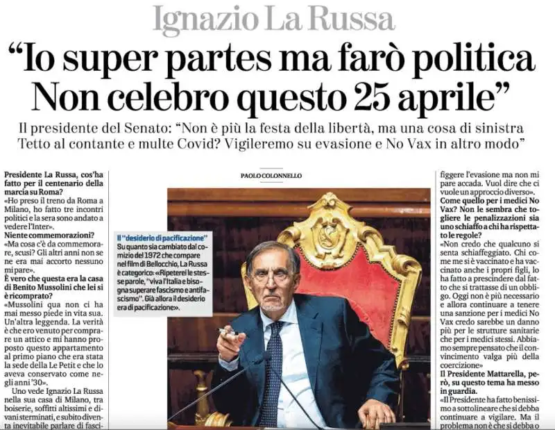 ignazio la russa intervistato sul 25 aprile   la stampa