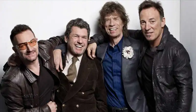 jann wenner con bono vox, mick jagger e bruce springsteen