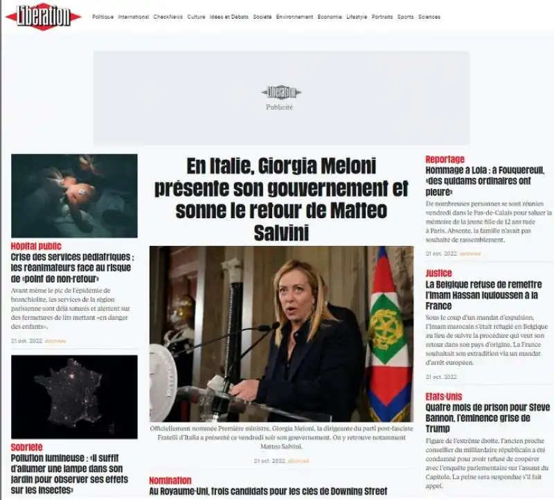 la notizia del governo meloni sui giornali stranieri   liberation 