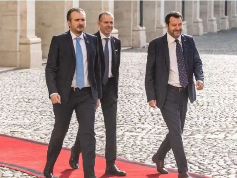 riccardo molinari   massimiliano romeo matteo salvini al quirinale 