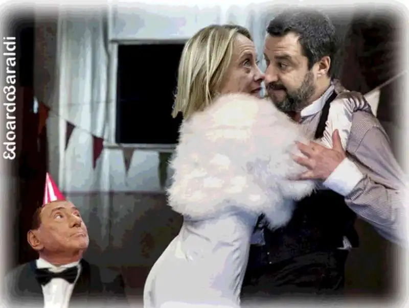 SILVIO BERLUSCONI - GIORGIA MELONI - MATTEO SALVINI - BY EDOARDO BARALDI 