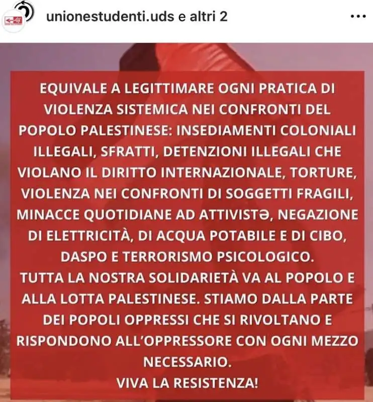 COLLETIVI DI STUDENTI CONTRO ISRAELE